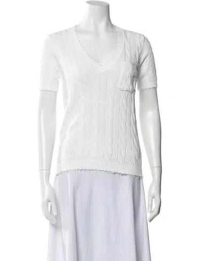 Pre-owned Minnie Rose V-neck Sweater In White