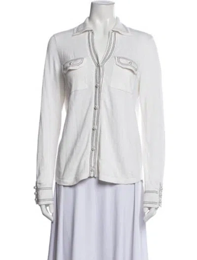 Pre-owned Minnie Rose V-neck Sweater In White