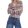 Minnie Rose Weekend Texture Stripe Cardigan In Multi Color Striped In Multi