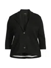 Minnie Rose Women's Cotton-blend Knit Single-breasted Blazer In Black