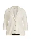 Minnie Rose Women's Cotton-blend Knit Single-breasted Blazer In White