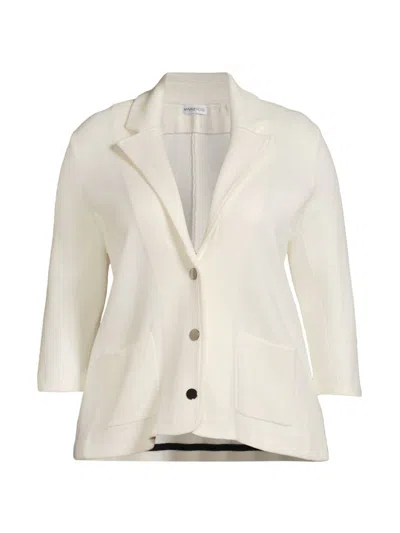 Minnie Rose Women's Cotton-blend Knit Single-breasted Blazer In White