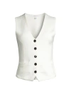 Minnie Rose Cotton Blend Vest With Snaps In White