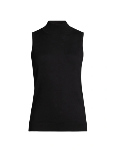 Minnie Rose Women's Cotton-cashmere Mock Turtleneck Top In Black
