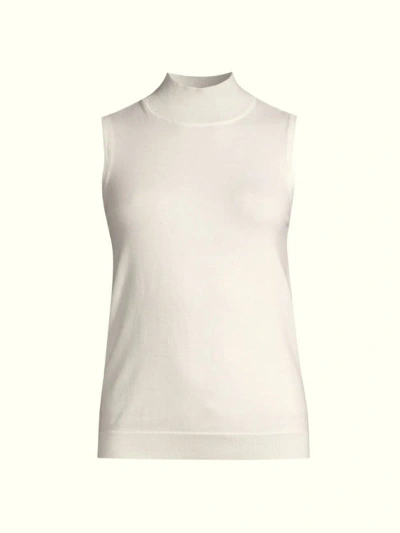 Minnie Rose Women's Cotton-cashmere Mock Turtleneck Top In White