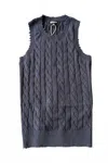 Minnie Rose Women's Cotton Frayed Cable Tank In Navy In Blue