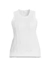 Minnie Rose Women's Frayed Cable-knit Sleeveless Top In White