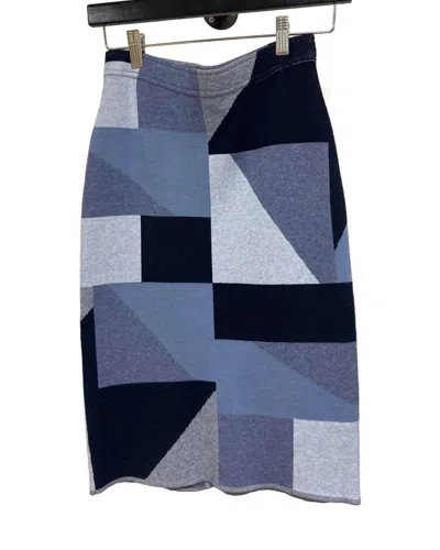 Minnie Rose Women's Patchwork Skirt In Blue/ Black