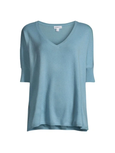 Minnie Rose Women's Pow Pow Cashmere Short-sleeve Jumper In Fresco Blue