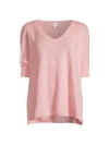 Minnie Rose Women's Pow Pow Cashmere Short-sleeve Sweater In Pink