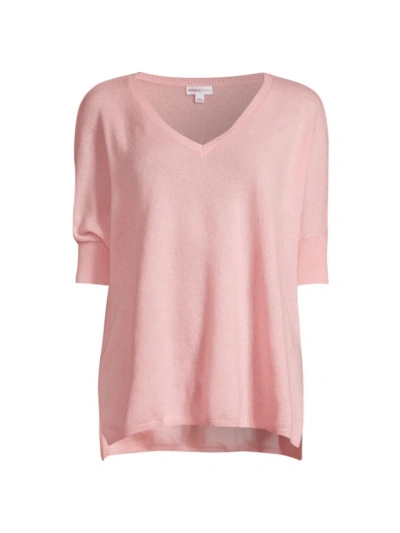 Minnie Rose Women's Pow Pow Cashmere Short-sleeve Sweater In Pink Pearl
