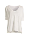 Minnie Rose Women's Pow Pow Cashmere Short-sleeve Sweater In White