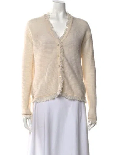 Pre-owned Minnie Rose Wool V-neck Sweater In Neutral
