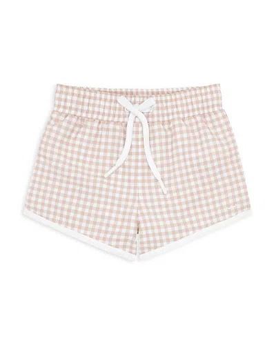 Minnow Boys' Gingham Board Shorts - Baby, Little Kid, Big Kid In Brown Gingham