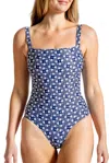 Minnow Ditch Plains Daisy One Piece In Navy In Blue