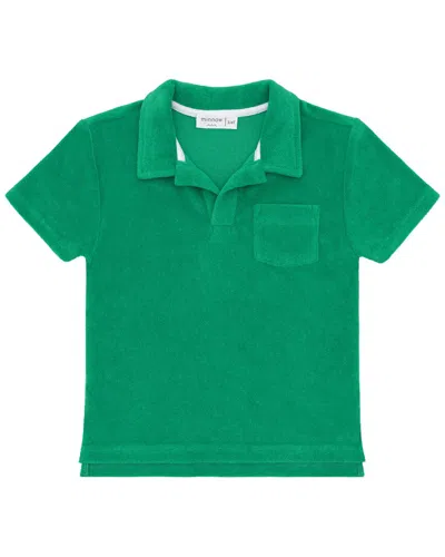 Minnow Kids'  French Terry Polo Shirt In Green
