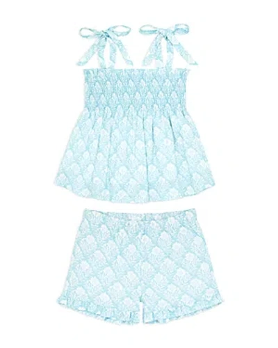 Minnow Girls' Cotton Smocked Top & Short Set - Little Kid, Big Kid In Plumeria Quilt