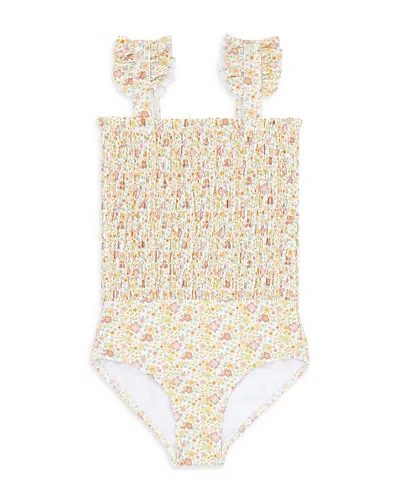 Minnow Girls' Marigold Smocked One Piece Swimsuit - Baby, Little Kid, Big Kid In Marigold Floral