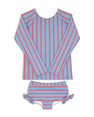 Minnow Girls' Maritime Stripe Rash Guard Two Piece Swimsuit Set - Baby, Little Kid, Big Kid In Multi