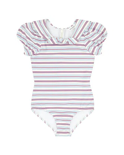 Minnow Kids'  Puff Sleeve Sailor One-piece In White