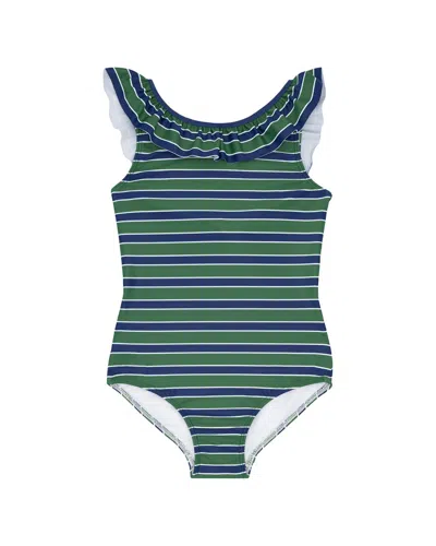 Minnow Kids'  Ruffle Collar One-piece In Green