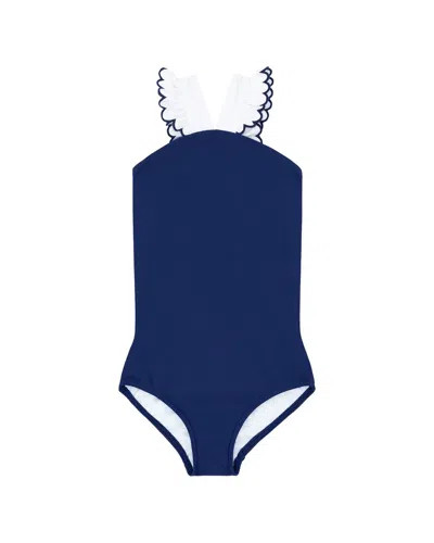 Minnow Kids'  V-neck Crossover One-piece In Blue