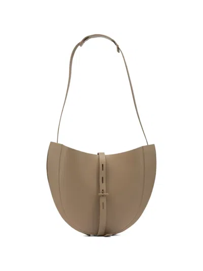 Minobossi Half-circle Leather Shoulder Bag In Brown
