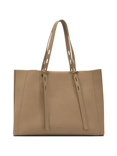 Minobossi Mino Bossi Gold Leather Shoulder Bag In Brown