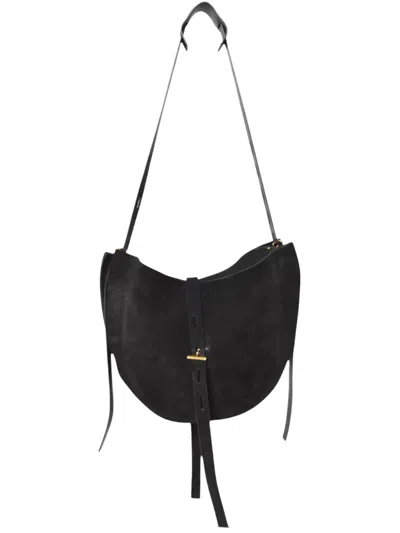 Mino Bossi Small Lizzie Suede Shoulder Bag In Black