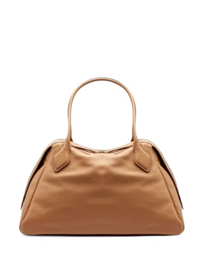 Minobossi Abigail Grained Leather Tote Bag In Brown