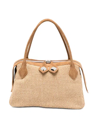 Minobossi Adele Raffia Tote Bag In Neutral
