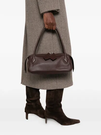 Minobossi Anna Grained Leather Shoulder Bag In Brown