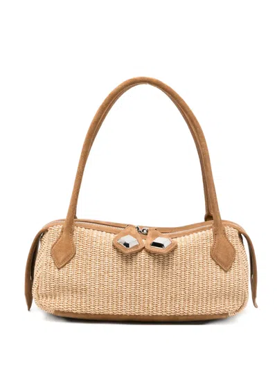 Minobossi Anna Raffia Tote Bag In Brown