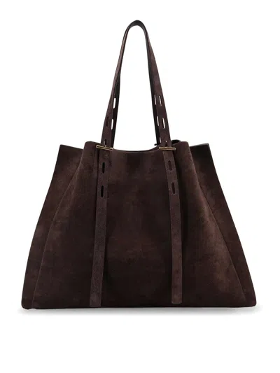 Minobossi Borsa A Spalla Paula In Suede In Brown