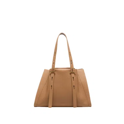 Minobossi Dusty Pink Paulina Leather Bag In Brown