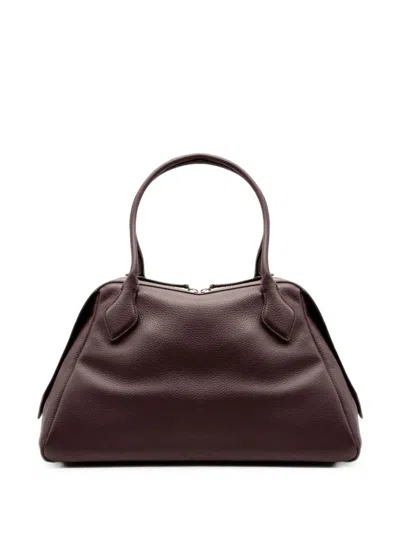Minobossi Large Abigail Grained Leather Tote Bag In Burgundy