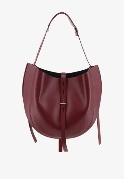 Minobossi Large Liz Leather Shoulder Bag In Burgundy