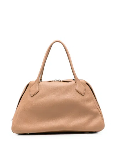 Minobossi Large Tote Bag "abigail" In Hammered Leather In White