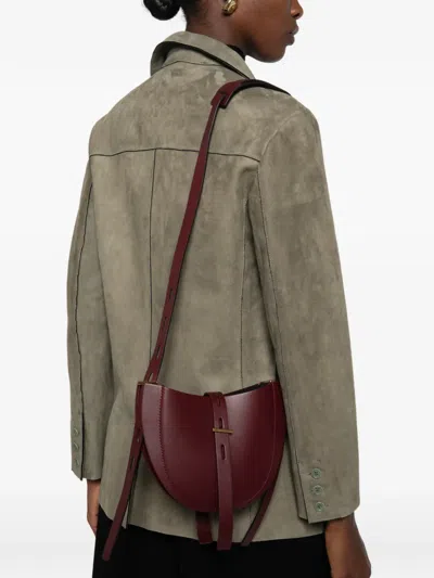 Minobossi Lilly Curved Leather Shoulder Bag In Burgundy