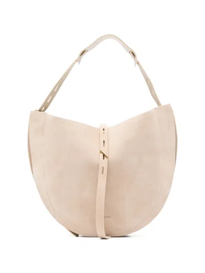 Minobossi Liz Suede Shoulder Bag In Neutral
