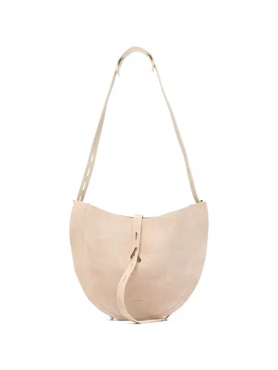 Minobossi Liz Suede Shoulder Bag In Neutral