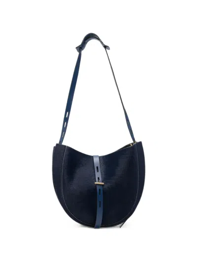 Minobossi Lizzie Calf-hair Cross Body Bag In Blue