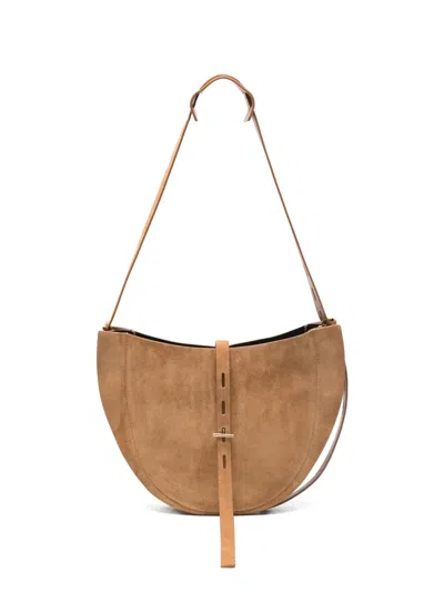 Minobossi Lizzie Suede Shoulder Bag In Neutral