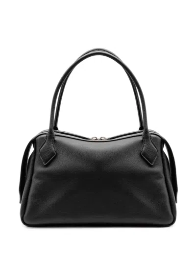 Minobossi Medium Adele Grained Leather Tote Bag In Black