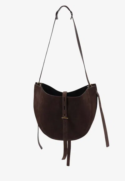 Minobossi Medium Lizzie Suede Crossbody Bag In Brown
