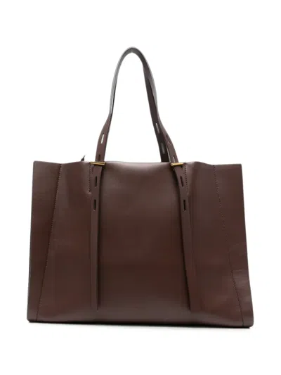 Minobossi Paula Leather Tote Bag In Brown