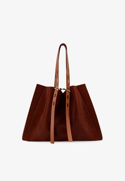 Minobossi Paula Pony Skin Shoulder Bag In Brown