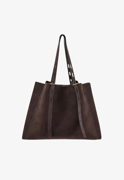 Minobossi Paula Suede Shoulder Bag In Brown