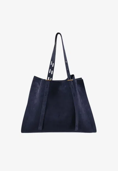 Minobossi Paula Suede Shoulder Bag In Navy