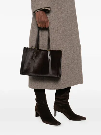 Minobossi Paulina Calf-hair Tote Bag In Brown